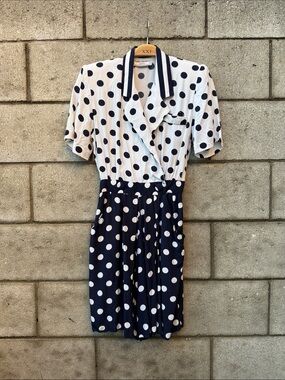 Polka Dot Navy and White One-Piece Romper